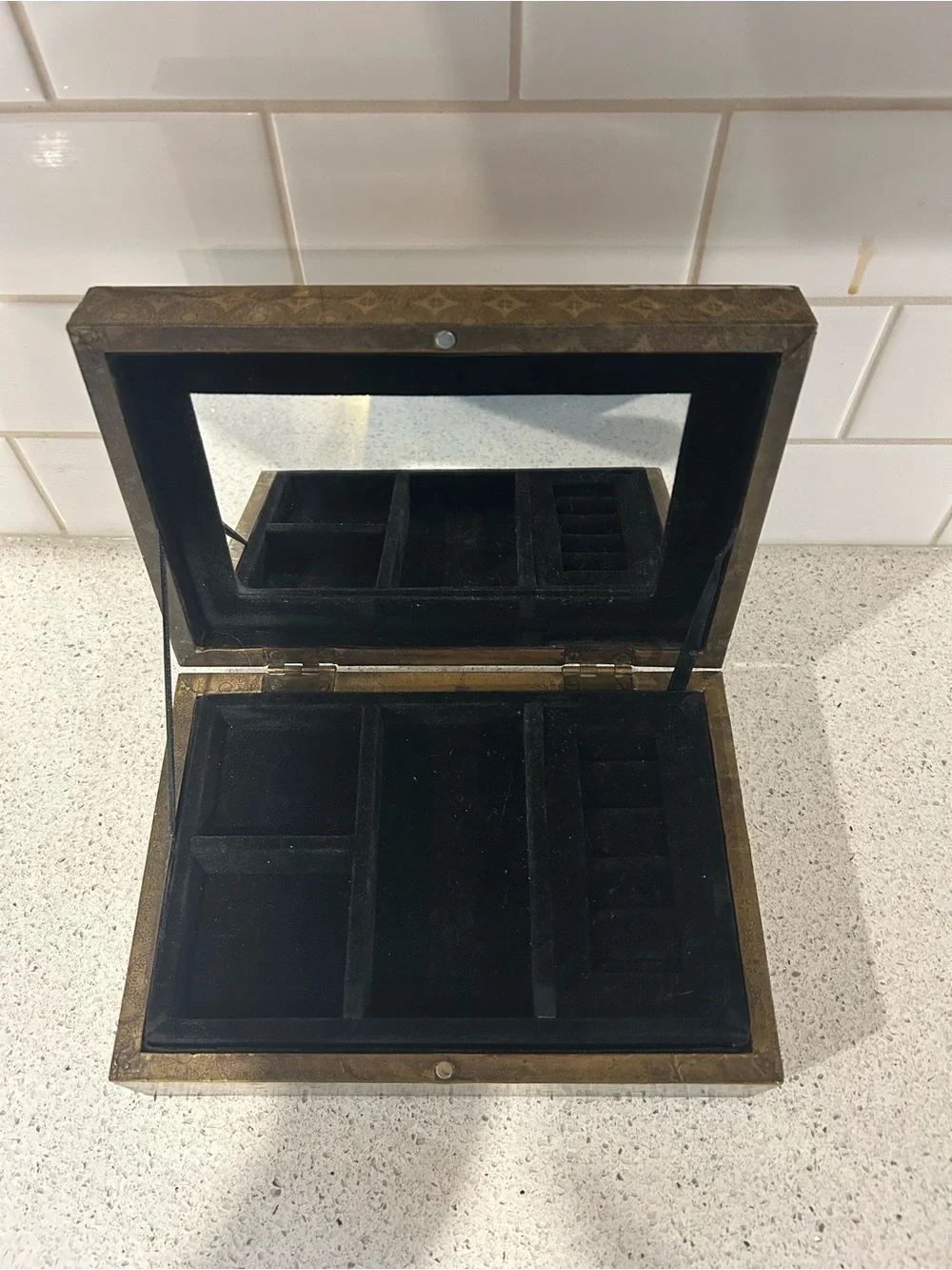 Luxury Brown Jewelry Organizer Box with Mirror